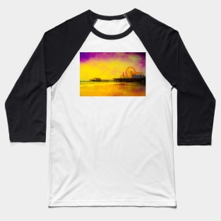 Yellow Purple Santa Monica Pier Baseball T-Shirt